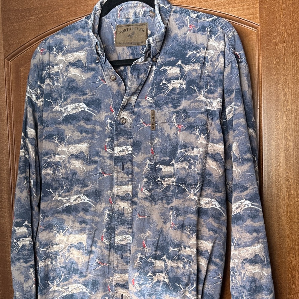 North River Blue and Gray Men's Casual Shirt